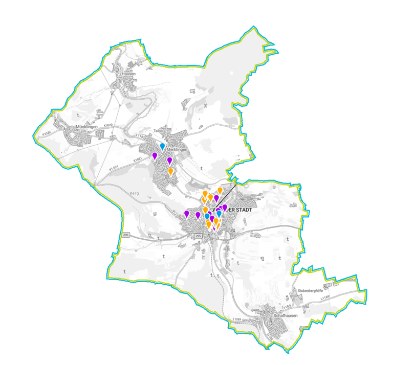 Eine digitale Karte auf der Weil der Stadt abgebildet ist.  