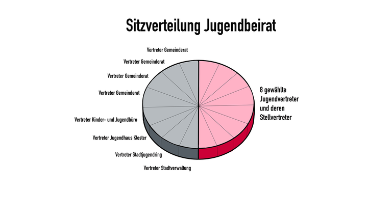 Grafik zur Sitzverteilung im Jugendbeirat