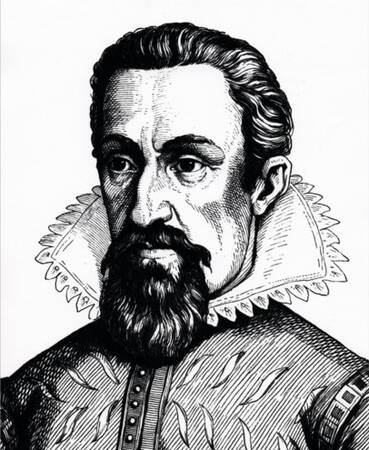 Eine schwarz-weiß Zeichnung von Johannes Kepler