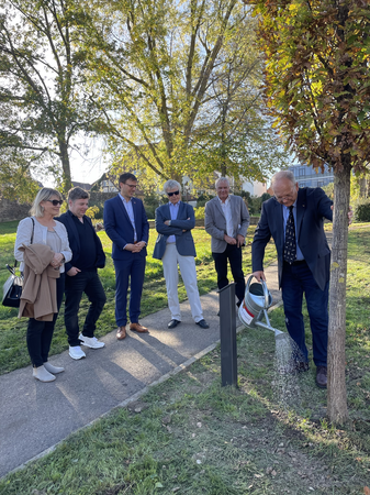 Hans Schlegel pflegt dem ihm gewidmeten Baum