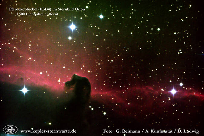 Der Pferdekopfnebel im Sternbild Orion, 1500 Lichtjahre entfernt
