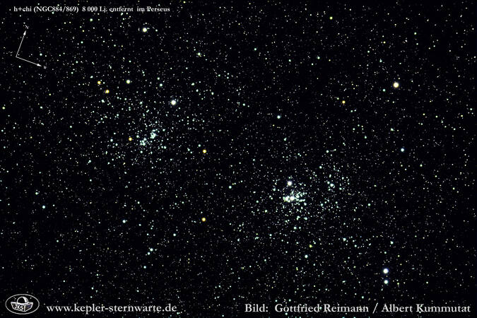 Zwei offene Sternenhaufen im Sternbild Perseus (NGC884/869). ca 8000 Lichtjahre entfernt