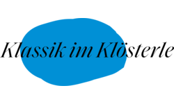 Schriftzug Klassik im Klösterle auf blauem unförmigem Kreis