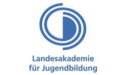 Das blau weiße Logo von der Landesakademie für Jugendbildung. 